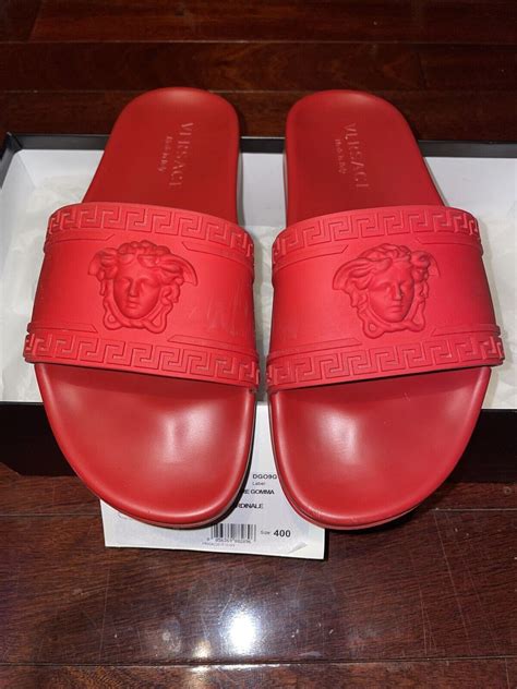 red versace slides women's|versace slides online.